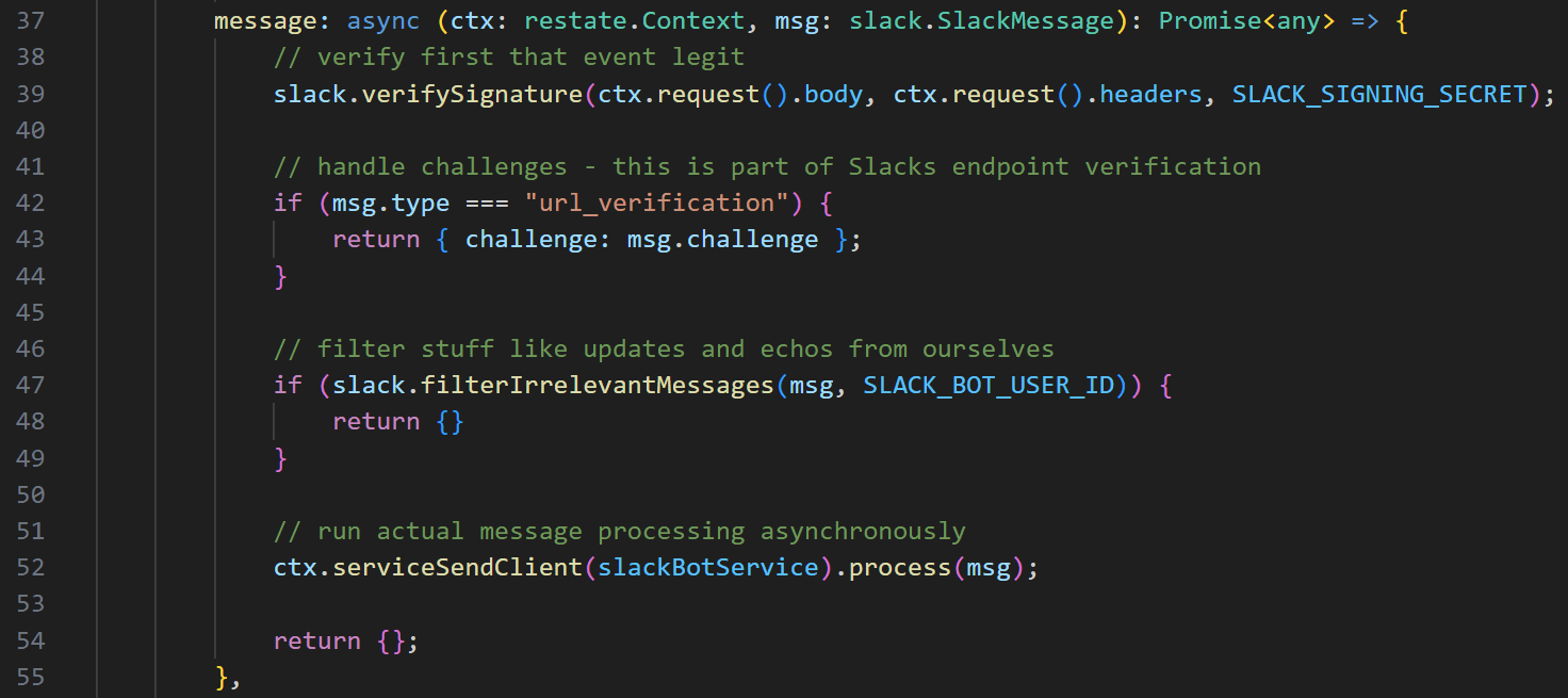 Slack message code