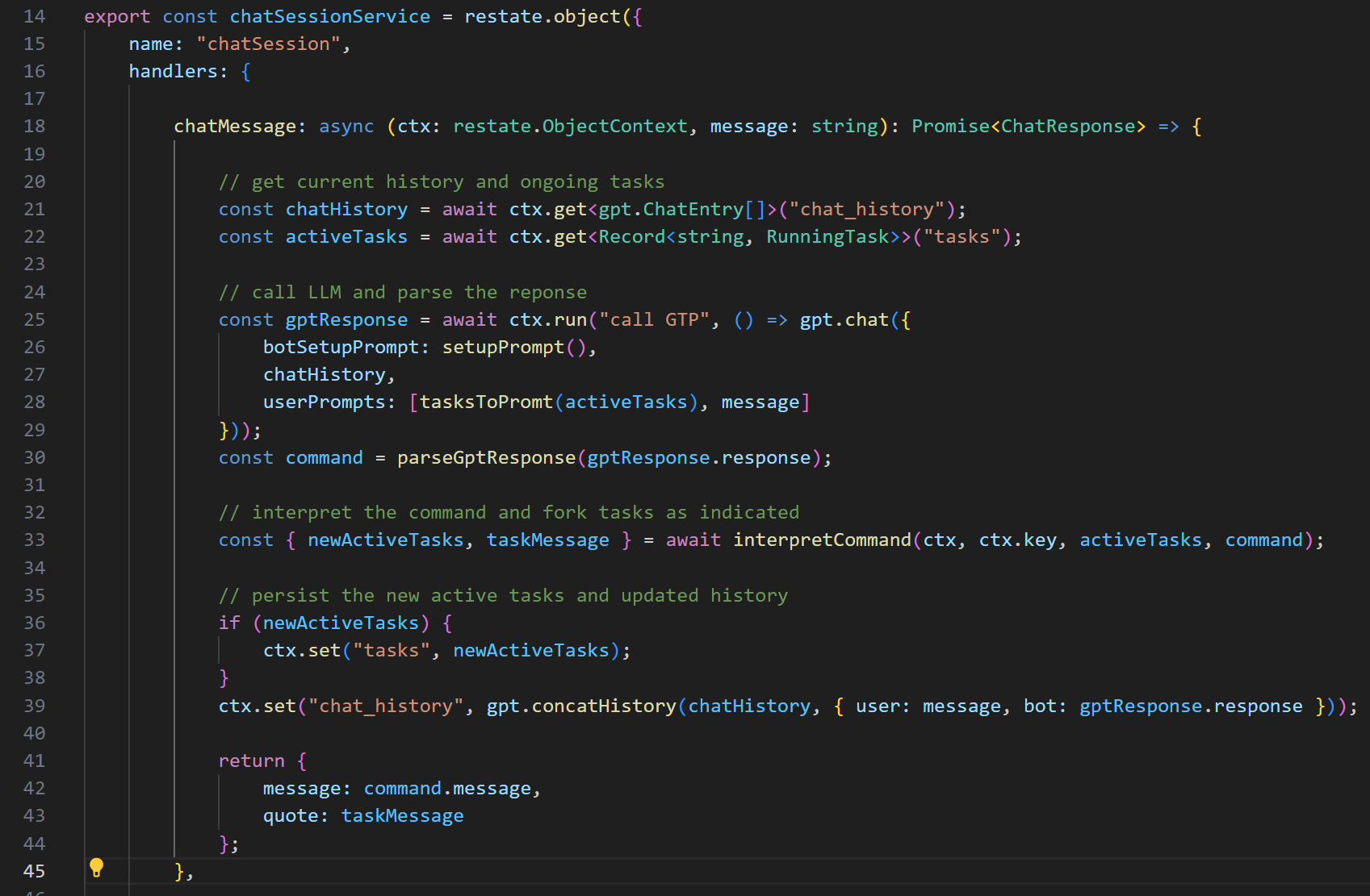 Chat session code