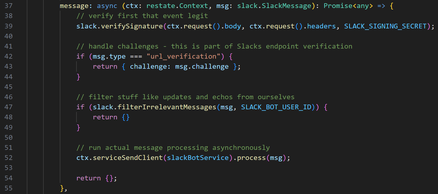 Slack message code