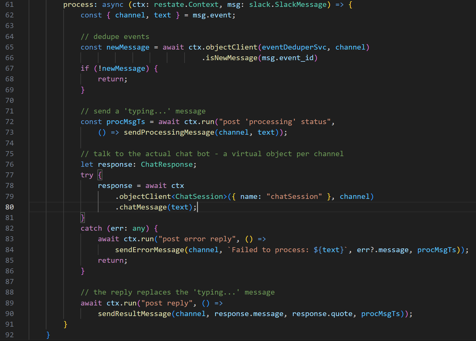 Slack process code